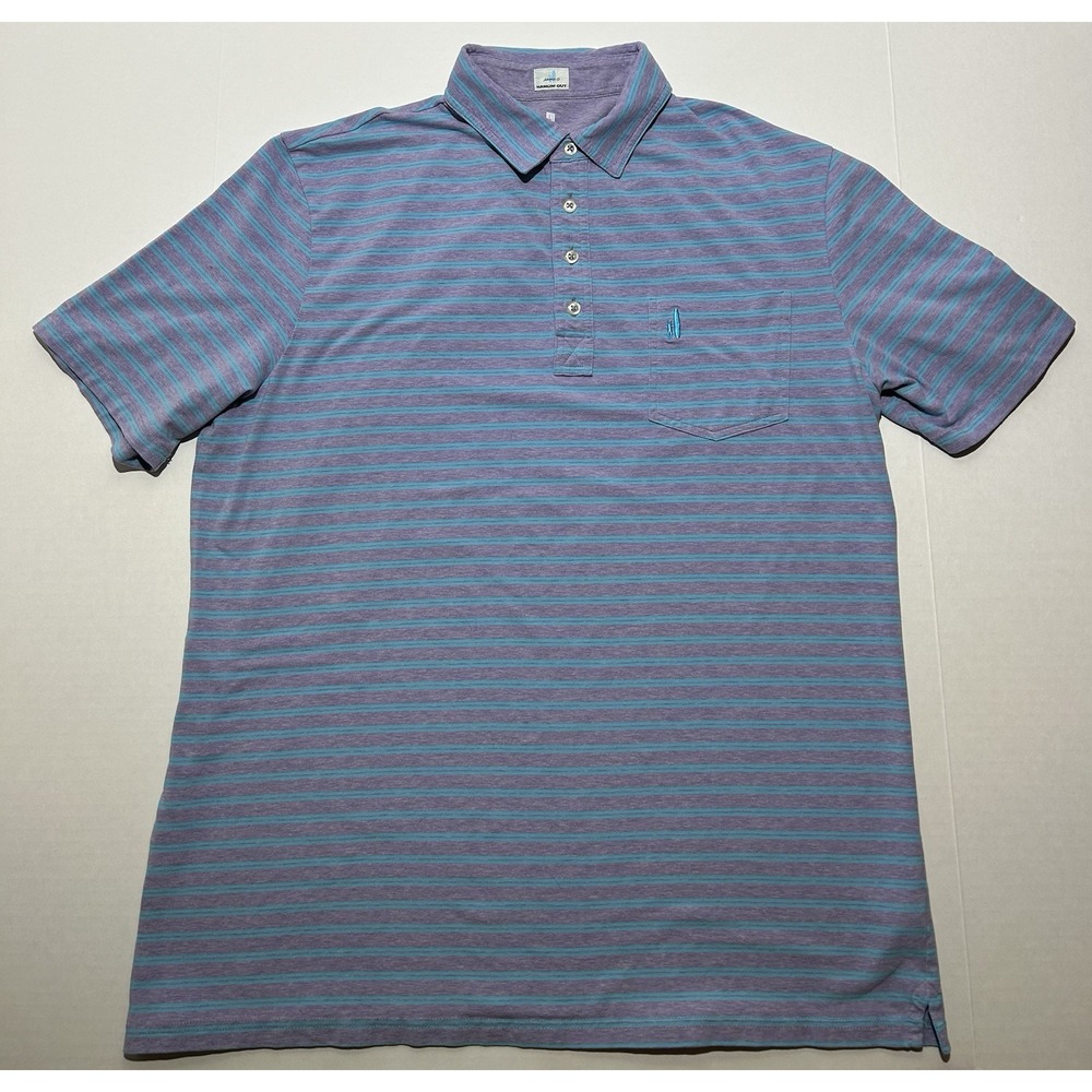johnnie-O Polo Shirt Mens Size Large Striped Cotton Short Sleeve Pocket Casual